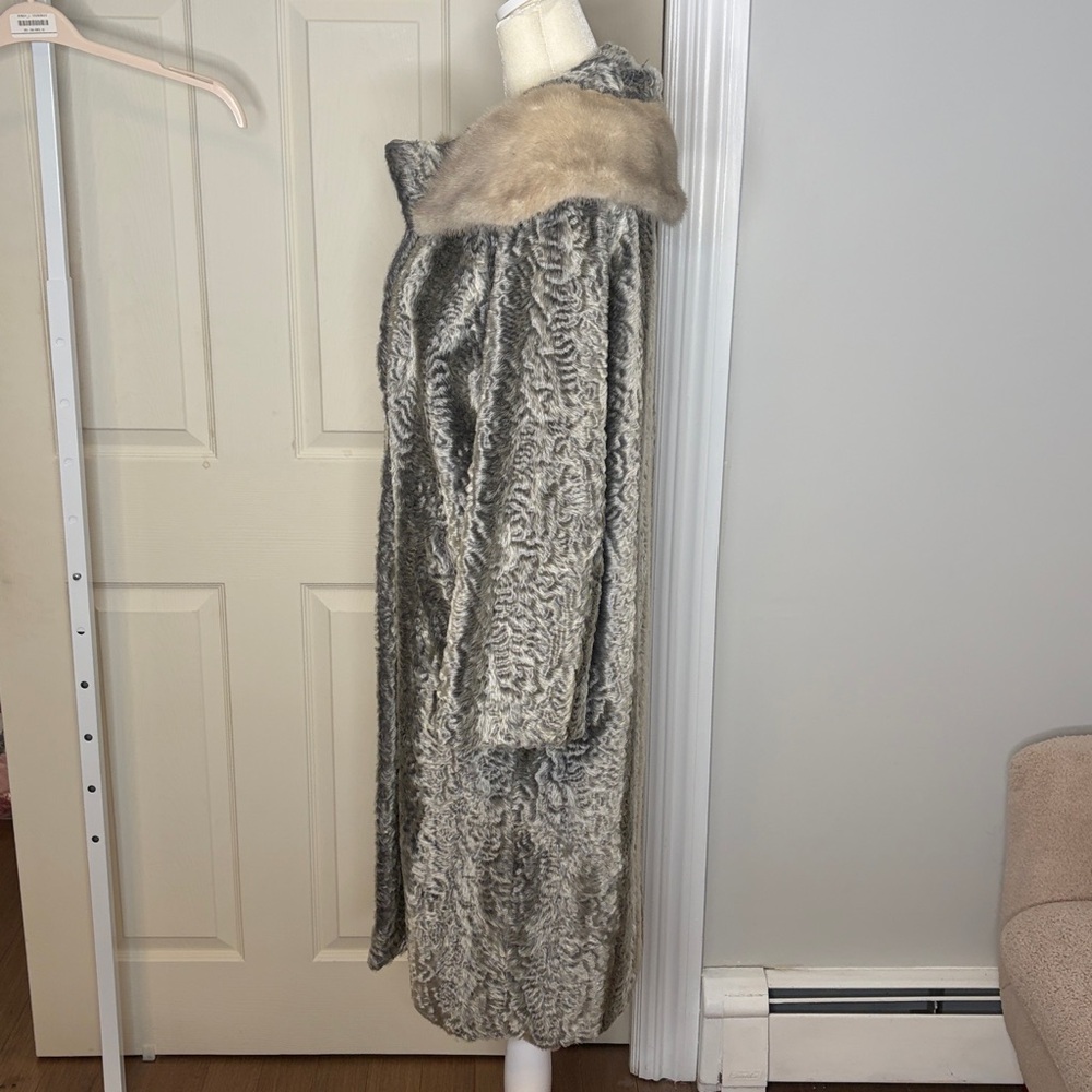 1960 BACARA STYLED BY FAIRMOOR FRANCE MONGOLIAN LAMB REAL MINK FUR COLLAR COAT - Picture 5 of 13